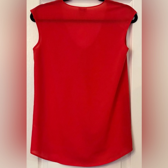 J. Crew Coral Sheer, V-Neck Sleeveless Sheer Blouse Size 00 oversized fit - Picture 3 of 4